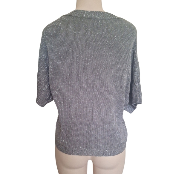 New York & Company Silver Women's Knit Top Size Small - Picture 3 of 6